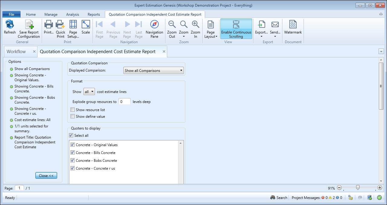 Quotation Comparison Independent Cost Estimate Report